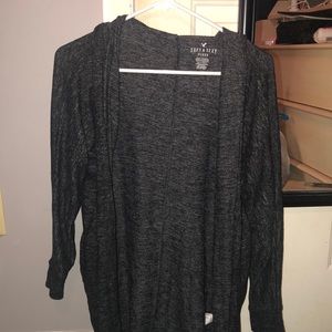 AE SOFT&SEXY HOODED GRAY CARDIGAN XS